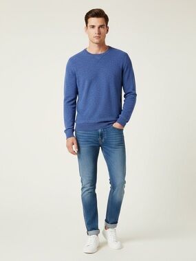 Express | Blue 100% cotton crew neck long sleeve pullover sweater size large